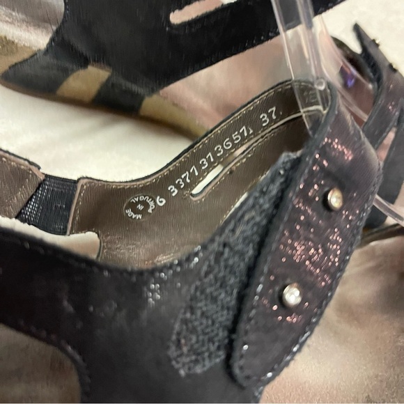 Mephisto cork wedge heel sandals Minoa black size 37 lizard rhinestone - Picture 5 of 9